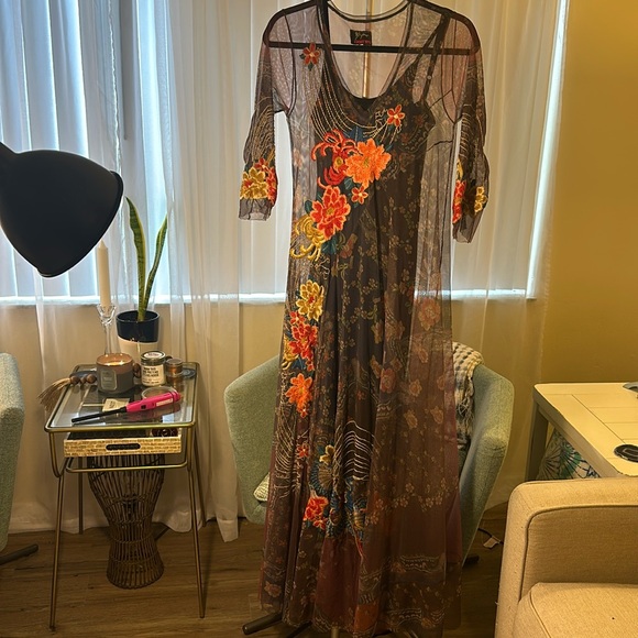 Johnny Was Kyler Mesh Dress Size XXS Embroidery w/ many loose threads throughout - Picture 4 of 14